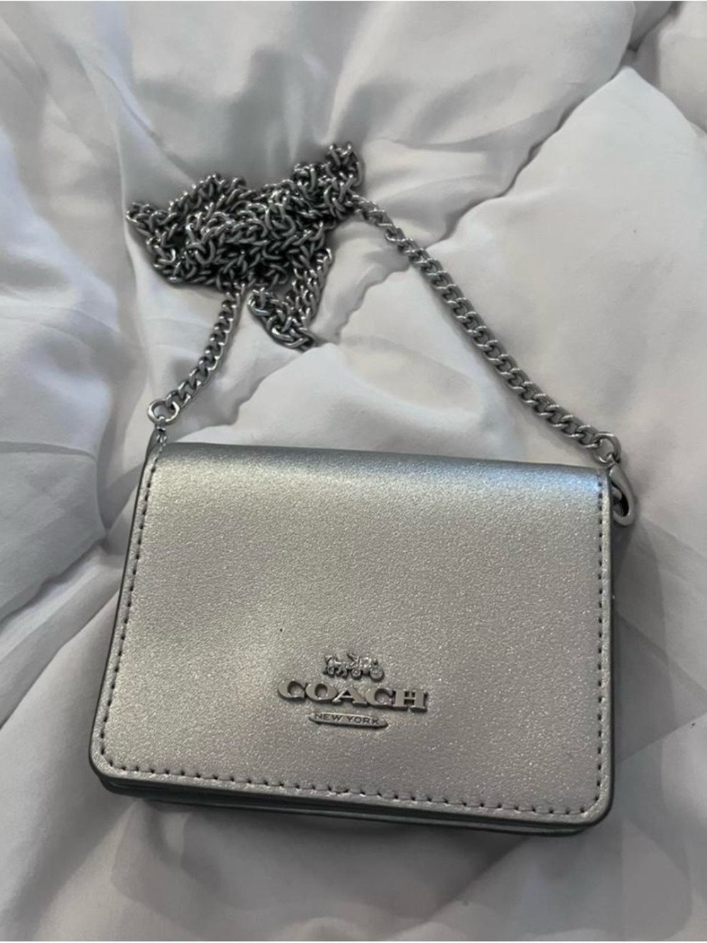 Coach Silver Mini Chain Crossbody Bag